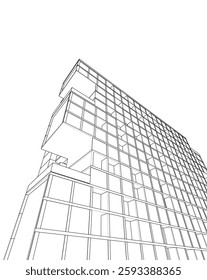 Modern Facade Skyscrapers. Minimalist Architectural Urban Skyline with Contemporary Buildings	
