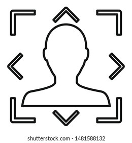 Modern face recognition icon. Outline modern face recognition vector icon for web design isolated on white background