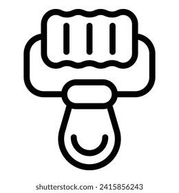 Moderno vector de contorno de icono de rodillo facial. Atención de masajes. Autopiedra cosmética