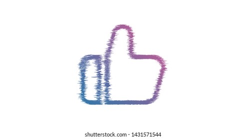 Modern Facebook like hand icon design with glitch effect isolated on white