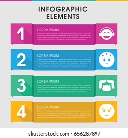 Modern facial infographic template. infographic design with facial icons includes man hairstyle, sad emot. can be used for presentation, diagram, annual report, web design.