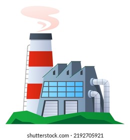 Modern factory - modern flat design style illustration. Neat detailed image of city factory. Manufactory, industrialization, energy generation and production, environment care idea