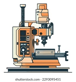 Modern factory produces machinery parts using technology over white