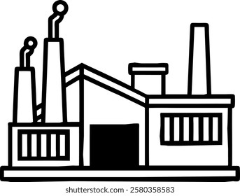 modern factory with sleek architecture and soft steam. futuristic industrial design with robotic arms and glass windows. scalable vector icon of a steel-gray factory with metallic textures.