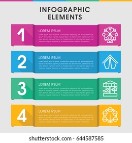 Modern fair infographic template. infographic design with fair icons includes tent, ferris wheel. can be used for presentation, diagram, annual report, web design.