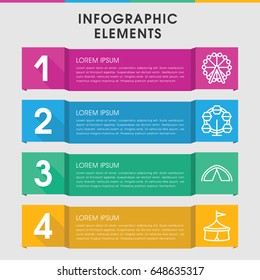 Modern fair infographic template. infographic design with fair icons includes ferris wheel, tent, carousel. can be used for presentation, diagram, annual report, web design.