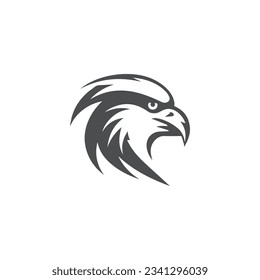 Modelo de vector de logotipo de cabeza de halcón moderno, Limpio, Minimalista, creativo de la cabeza de halcón, en negro aislado sobre fondo blanco, águila minimalista, símbolo de cabeza de halcón o ilustración de marca