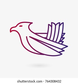 modern falcon with line logo icon