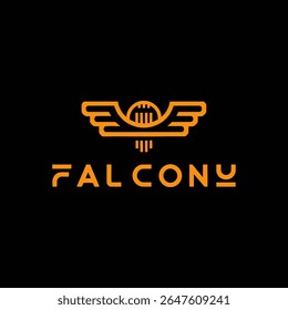 Design moderno do logotipo do Falcon com asas e uma esfera