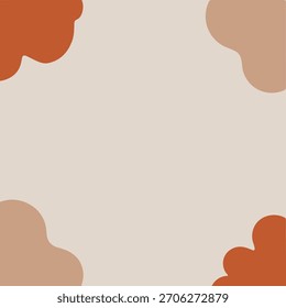 Modern Fall Season Background Template with Copy Space. Autumn Aesthetic Frame for Social Media. Cozy Seasonal Vector Background with Abstract Leaves. Boho Aesthetic Abstract Vector Background