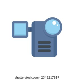 Modern family camcorder icon flat vector. Video camera. Film movie isolated