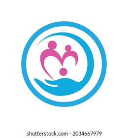 modern family care love logo and symbols illustration design