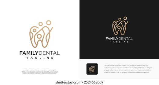Design moderno do logotipo de cuidados dentários da família.	