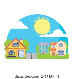 Modern family house Residential Vector illustration