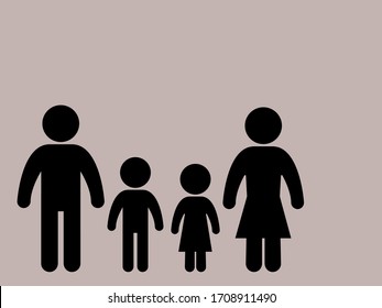 Modern family icon flat style isolated on grey background. Vector illustration of family concept. 