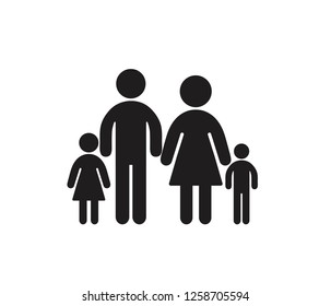 Modern Family Icon Vector On White Stock Vector (Royalty Free) 1258705594