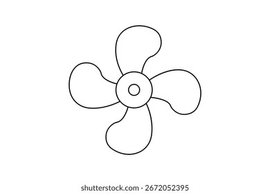 Diseño aislado simple de la Ilustración vectorial minimalista del contorno del arte de línea continua de la cuchilla del ventilador moderna
