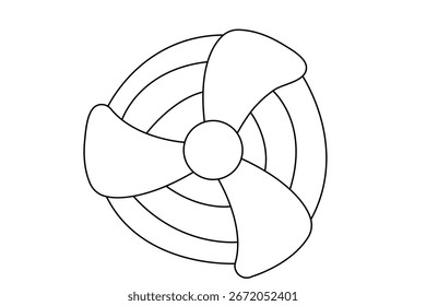 Diseño aislado simple de la Ilustración vectorial minimalista del contorno del arte de línea continua de la cuchilla del ventilador moderna