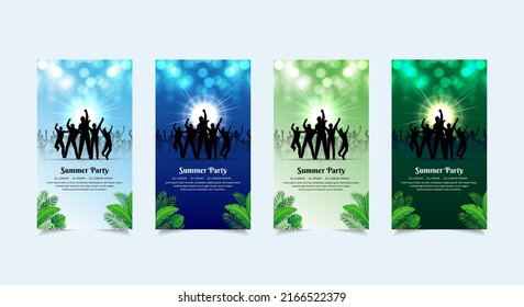 Modern and fantastic summer party design template stories collection vector
