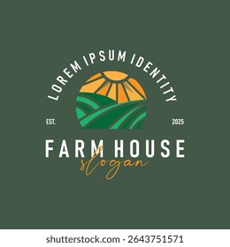modern farm logo design with simple concept of farmer in agriculture illustration symbol livestock for product illustration template