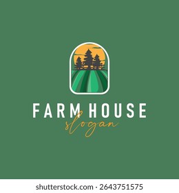 modern farm logo design with simple concept of farmer in agriculture illustration symbol livestock for product illustration template