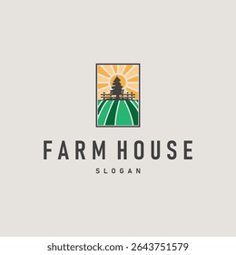 modern farm logo design with simple concept of farmer in agriculture illustration symbol livestock for product illustration template