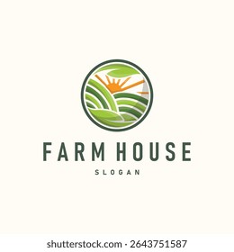 modern farm logo design with simple concept of farmer in agriculture illustration symbol livestock for product illustration template