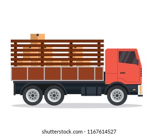 Modern Farm Truck Illustration In Isolated White Background 
