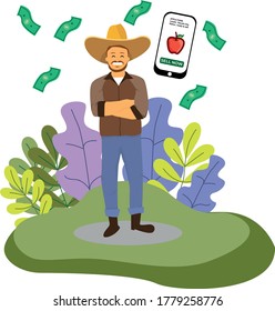 Modern Farmer Using App For Sale and Earn Money