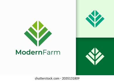 Logotipo agrícola o agrícola moderno en forma de geometría abstracta