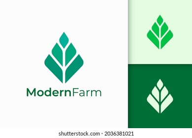 Modern farming or agriculture logo in abstract geometry shape