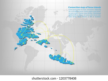 Modern of faroe Islands Map connections network design, Best Internet Concept of faroe Islands map business from concepts series, map point and line composition. Infographic map. Vector Illustration.