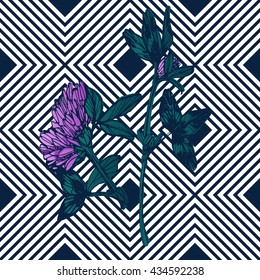 modern fashion abstract vector background with clover on a geometric background