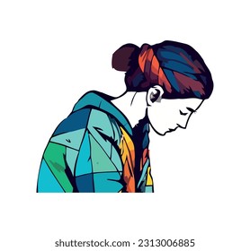 Modern fashion of cheerful teenager icon isolated