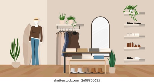 Modern and fashion clothes shop.