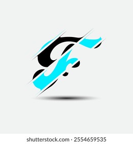 Modern fashion cut style F letter vector art illustration logo design