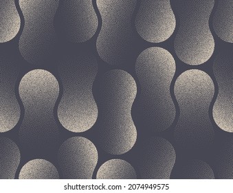 Modern Fashion Elegant Stippled Metaball Seamless Pattern Vector Abstract Background  Hand Drawn Double Circles Tileable Aesthetic Texture Dotted Repetitive Wallpaper  Halftone Retro Art Illustration