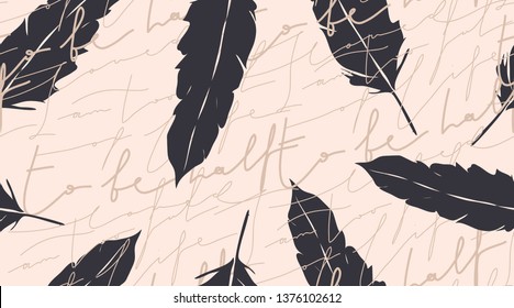 Modern fashion pattern with continuous line letter. Fashionable template for design. 