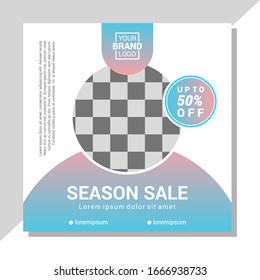 Modern fashion promotion square web banner for social media mobile apps