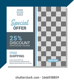 Modern fashion promotion square web banner for social media mobile apps