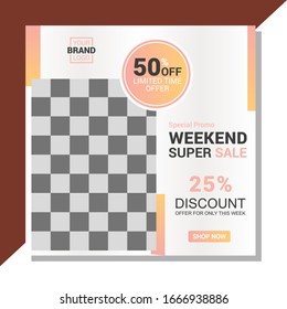 Modern fashion promotion square web banner for social media mobile apps