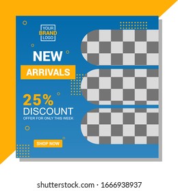 Modern fashion promotion square web banner for social media mobile apps