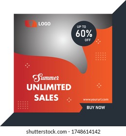 Modern fashion sale social media post banner template design.	