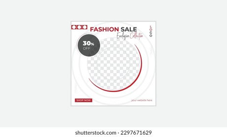 Modern fashion sale social media post design square size vector template, Suitable for social media post and web  ads.