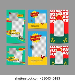 Modern fashion sale social media post templates with 90's style