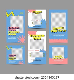 Modern fashion sale social media post templates with 90's style