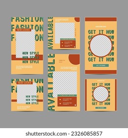 Modern fashion sale social media post and story templates. Editable marketing banner for social media post template