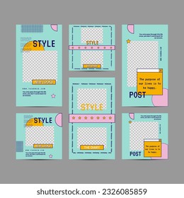 Modern fashion sale social media post and story templates. Editable marketing banner for social media post template