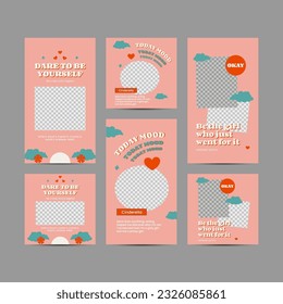 Modern fashion sale social media post and story templates. Editable marketing banner for social media post template