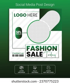 Modern fashion sale social media post design, fashion discount web banner sat. online business web banner for fashion sale.